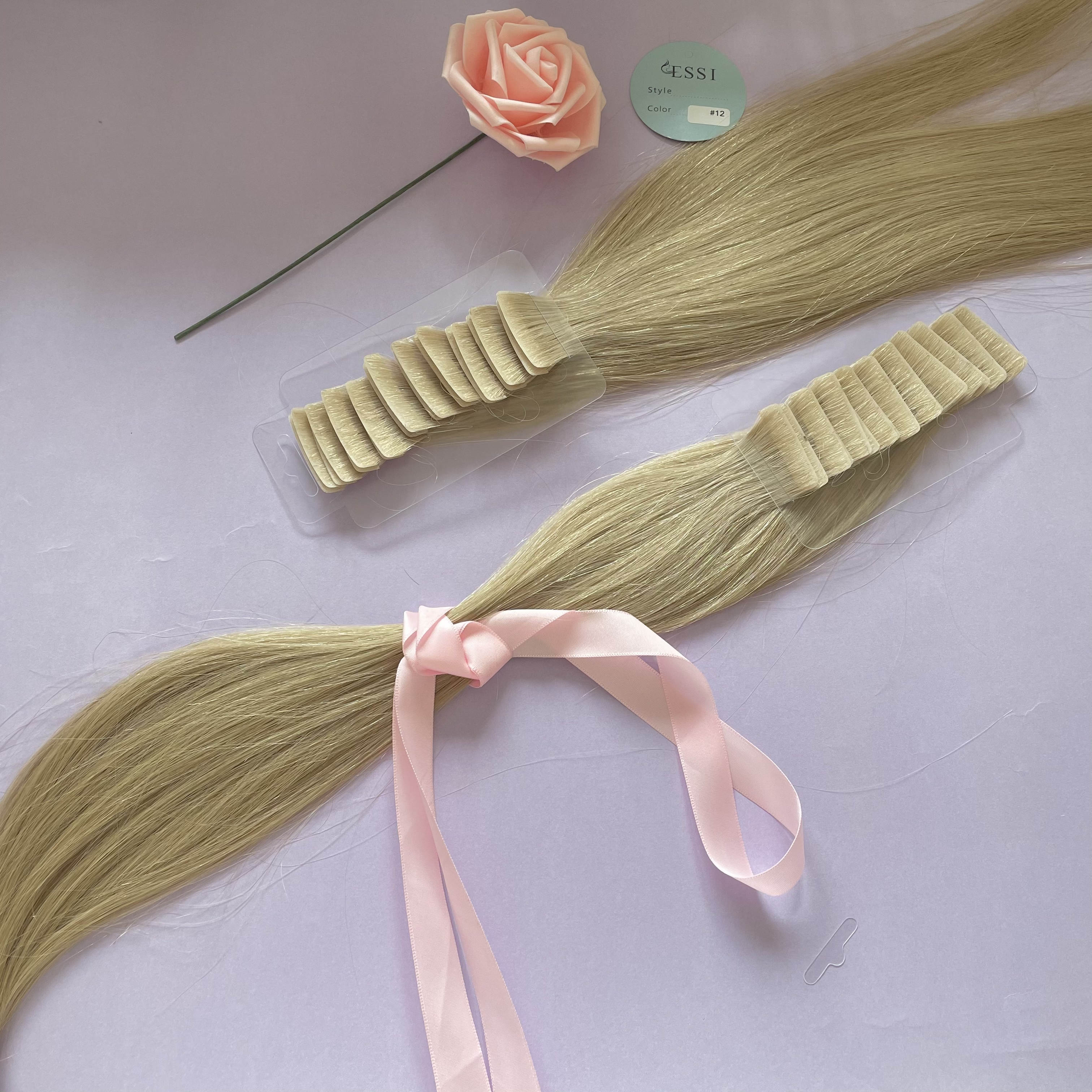 Injected Skin Weft Adhesive Tape Human Hair Extension Double Drawn Invisible Color 7 Export to Europe